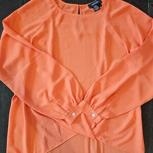 Karen Kane Top Blouse, Long Sleeve, Orange, Size S